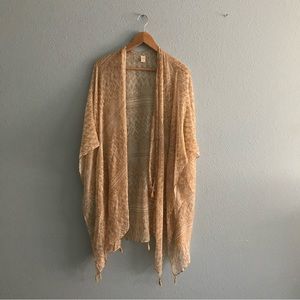 Bohemian Airy Kimono Top with Beige Pattern One Size